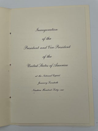 1961 Inauguration Ceremonies Program - John F. Kennedy Jr. and Lyndon B. Johnson with signed photos and admission ticket
