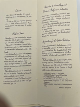 1961 Inauguration Ceremonies Program - John F. Kennedy Jr. and Lyndon B. Johnson with signed photos and admission ticket