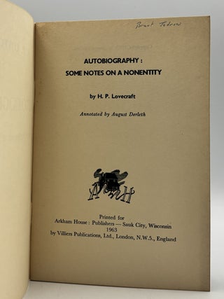 Autobiography: Some Notes on a Nonentity