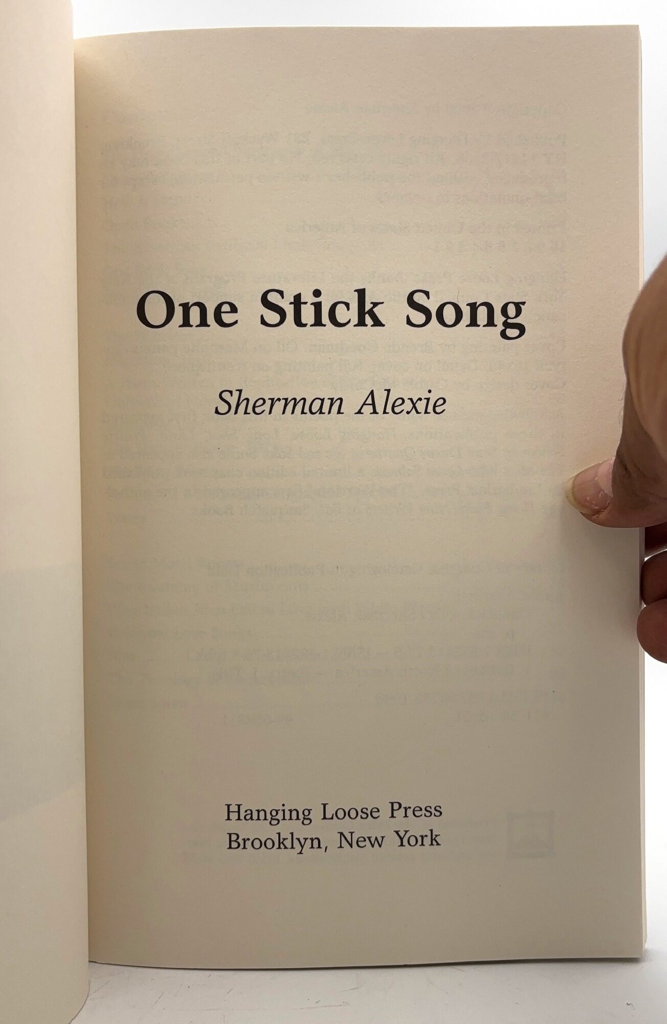One Stick Song signed | Sherman Alexie